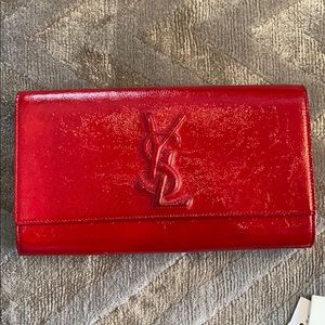 YSL red patent clutch sac du jour like new